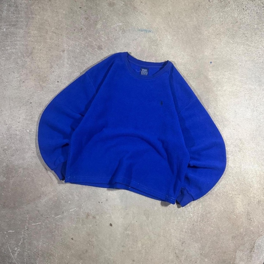 Vintage Y2K 90s purple polo Ralph Lauren fleece sweatshirt Size M